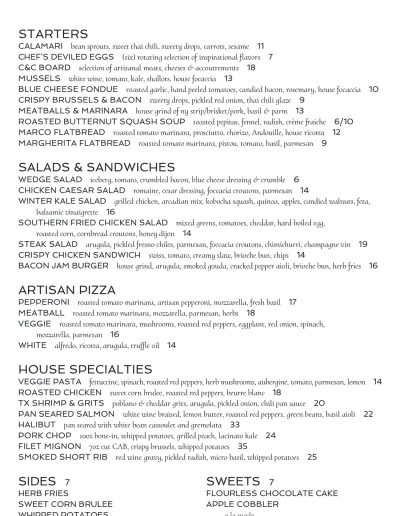 Menus | The Fifth Fireside Patio | Bar